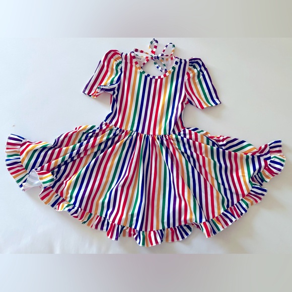 Little stocking co rainbow dress birthday size 6 EUC - Picture 2 of 9
